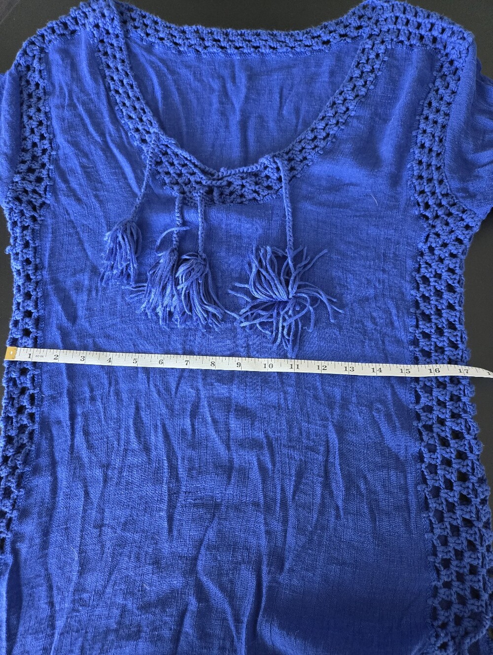 Blue Crochet Trim Beach Coverup - Picture 5 of 5